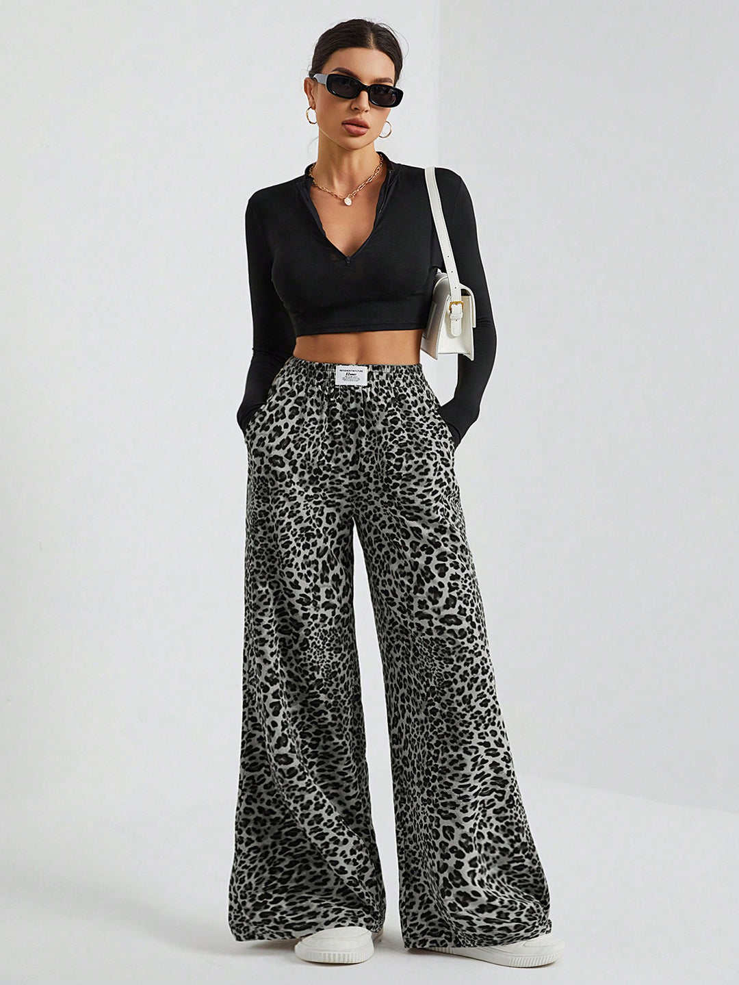 Grey Animal Printed Sweatpants