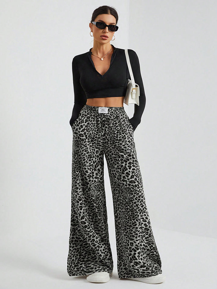 Grey Animal Printed Sweatpants