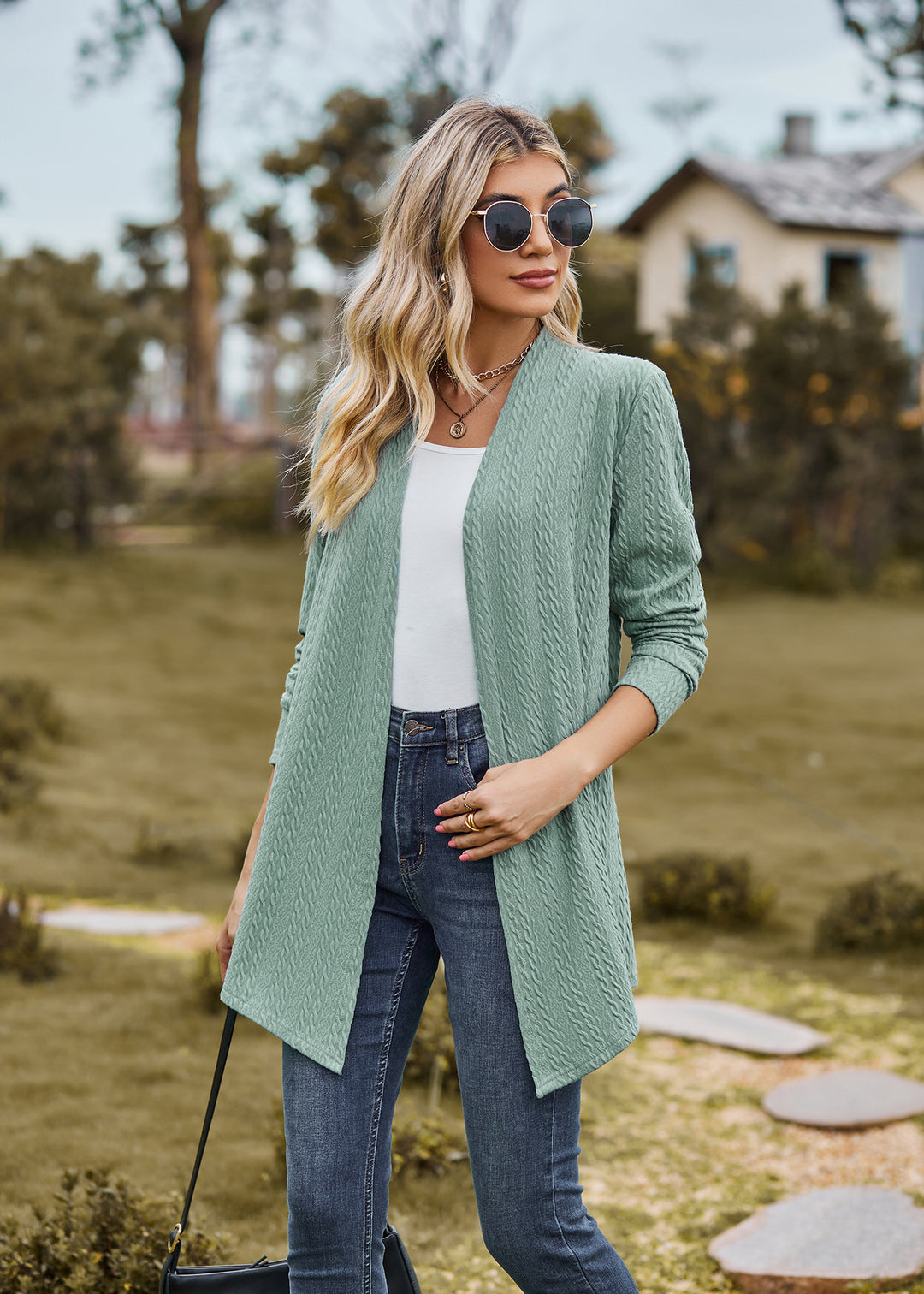 Sea Green Solid Textured Shrug
