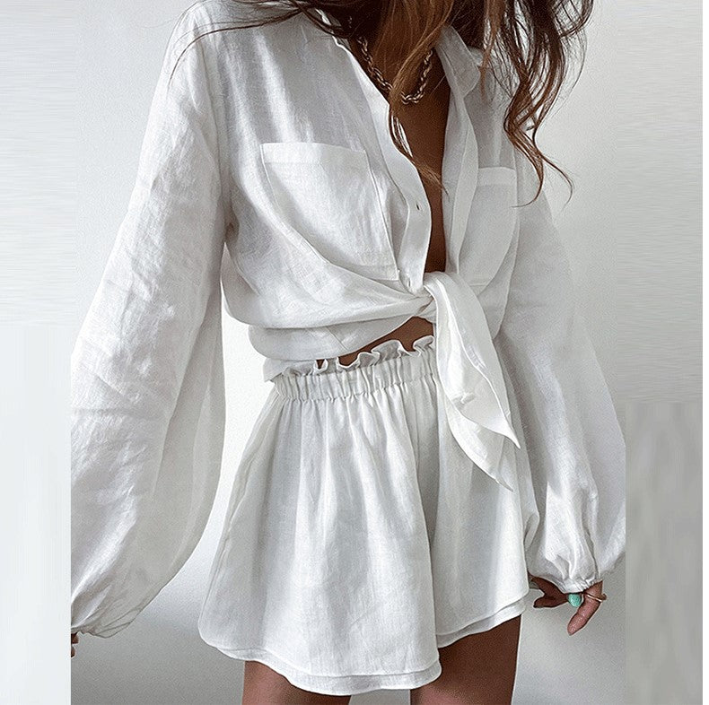 White Shirt With Wide Shorts Co-Ord Set