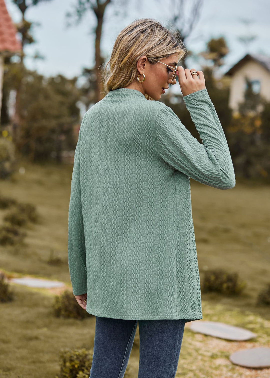 Sea Green Solid Textured Shrug