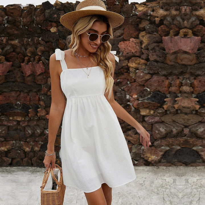Off White Tie-Up Shoulder Dress