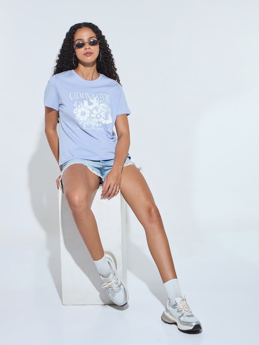 Lilac Short Sleeves Crew Neck T-Shirt