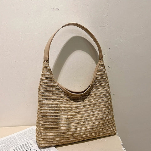 Beige Textured Slouch Hobo