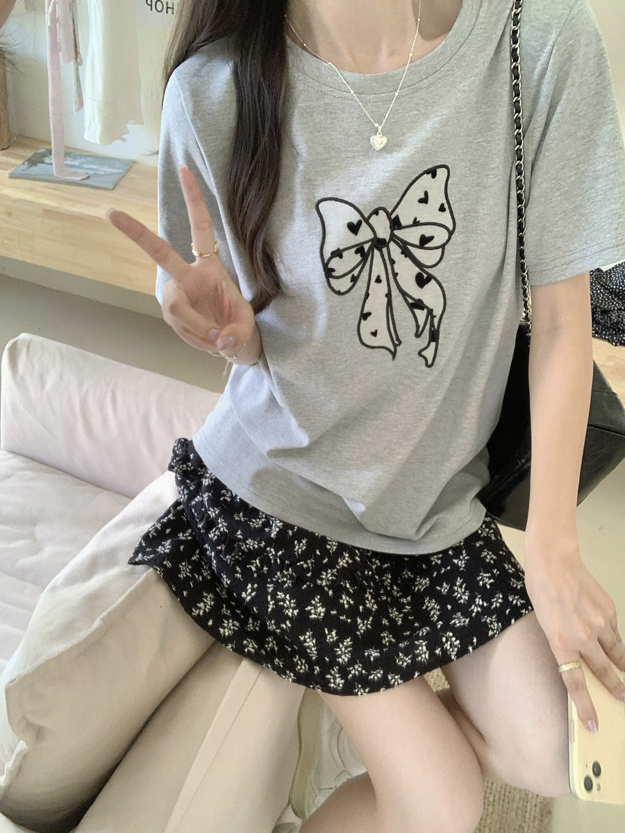 Grey Chest Print Graphic Tshirt