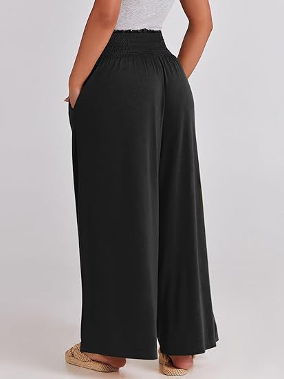 Black Elasticated Waist Band Wide Leg Trouser