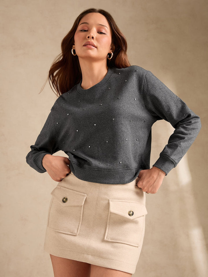 Grey Typographic Sweatshirt