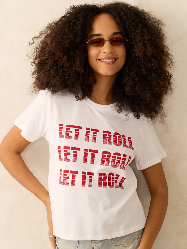 White Regular Fit Graphic Tshirt
