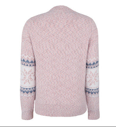Pink Full Sleeves Printed Sweater