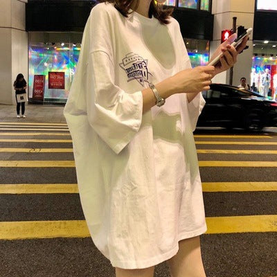 White Graphic Print Tshirt Dress
