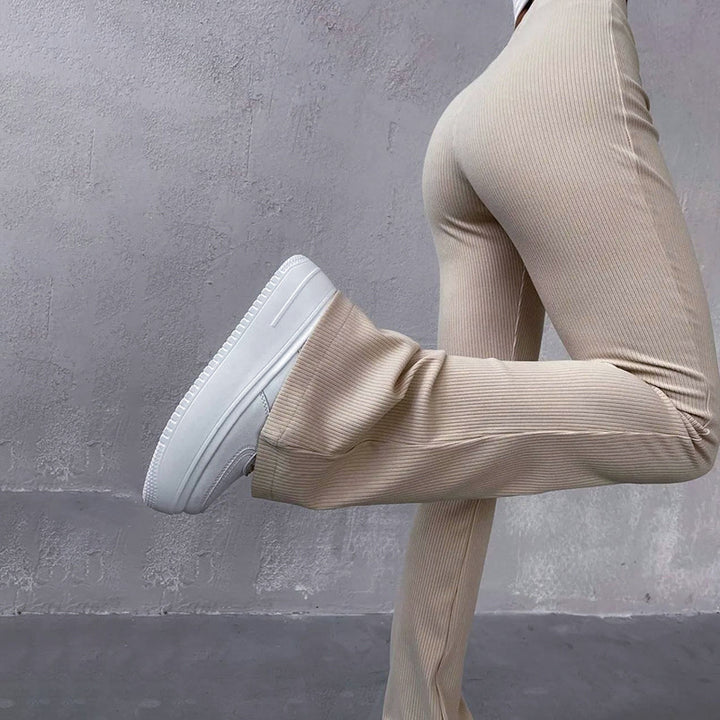 Khaki High Waist Flare Pant