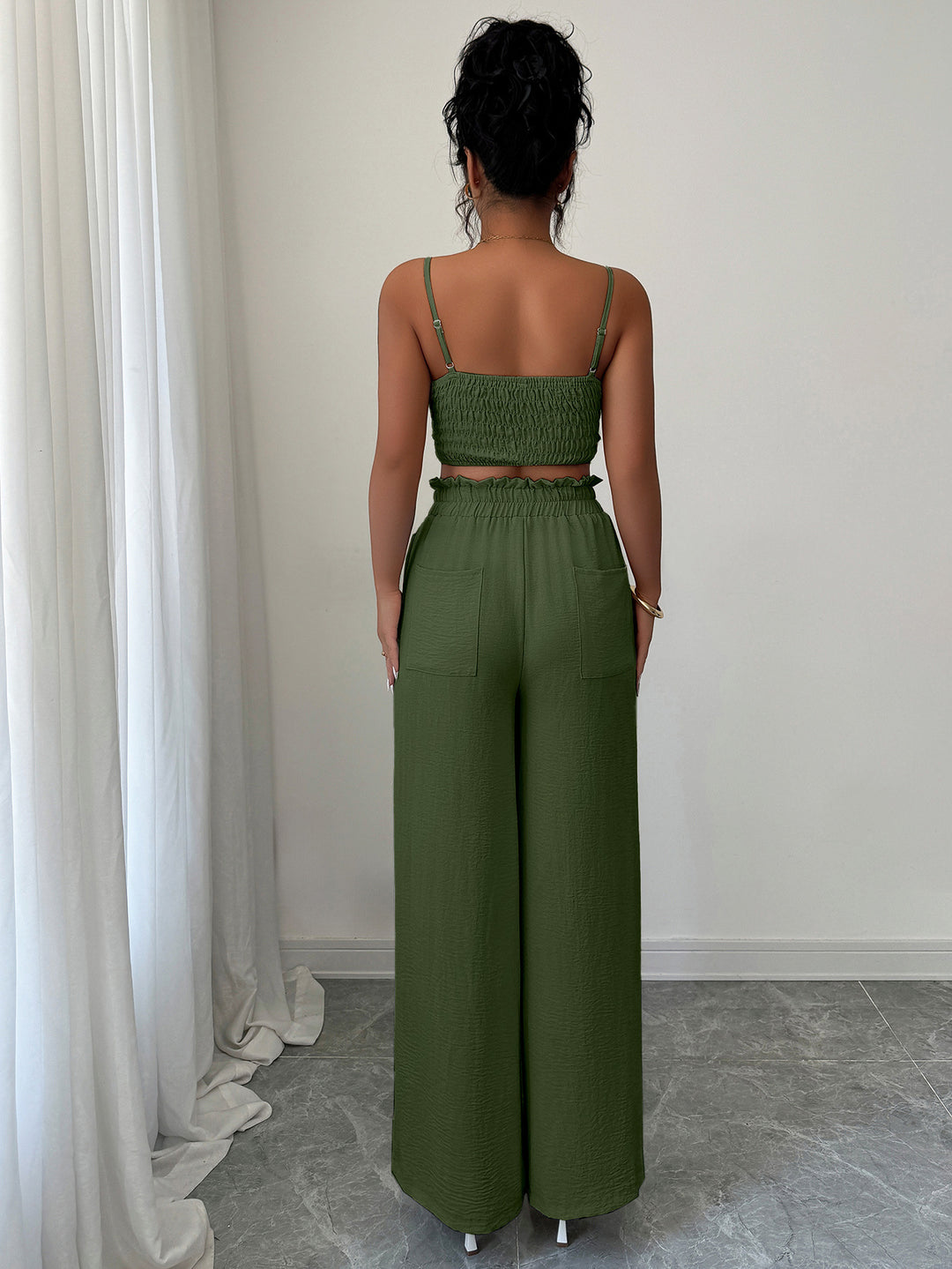 Green Cami Top And Pants Co-Ord Set