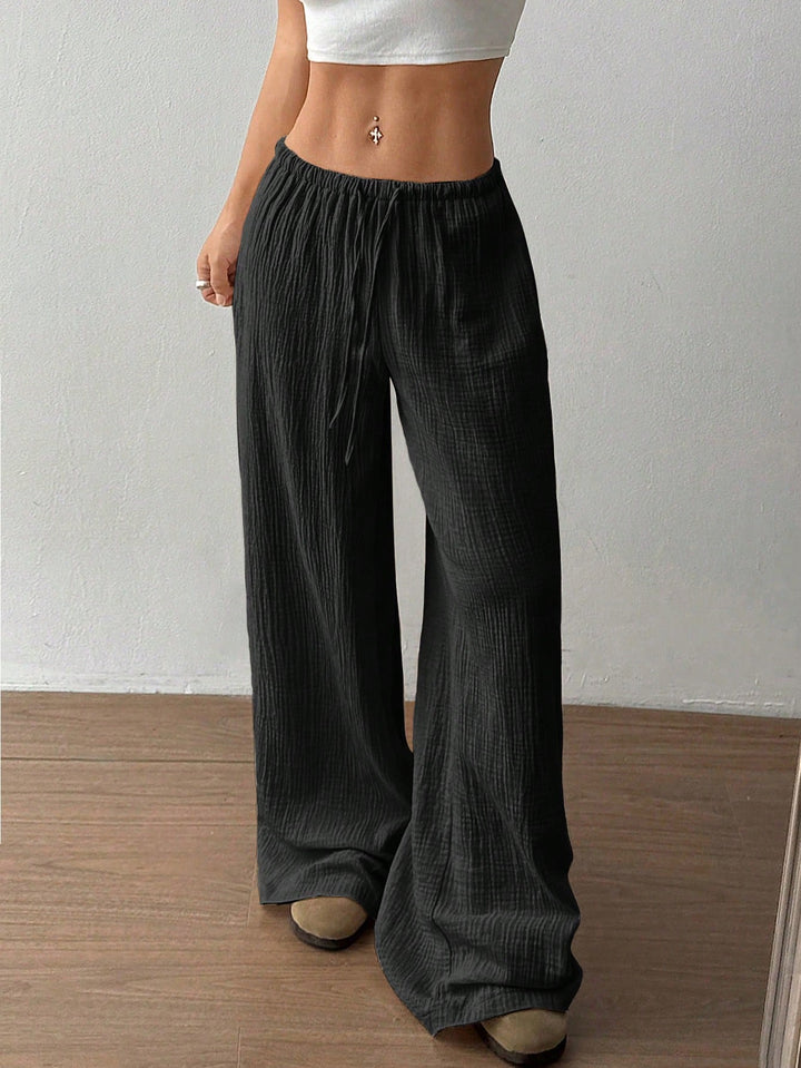 Black Low Waist Wide Leg Pant