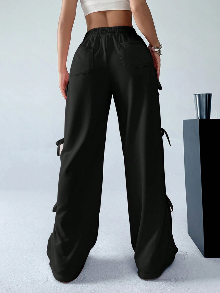 Black Side Bow Detail Sweatpant