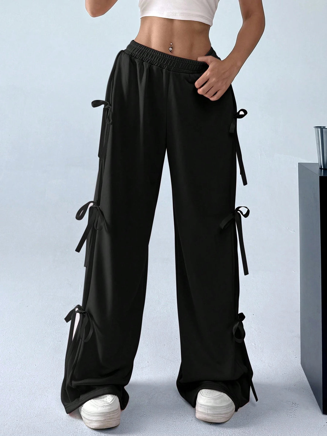 Black Side Bow Detail Sweatpant