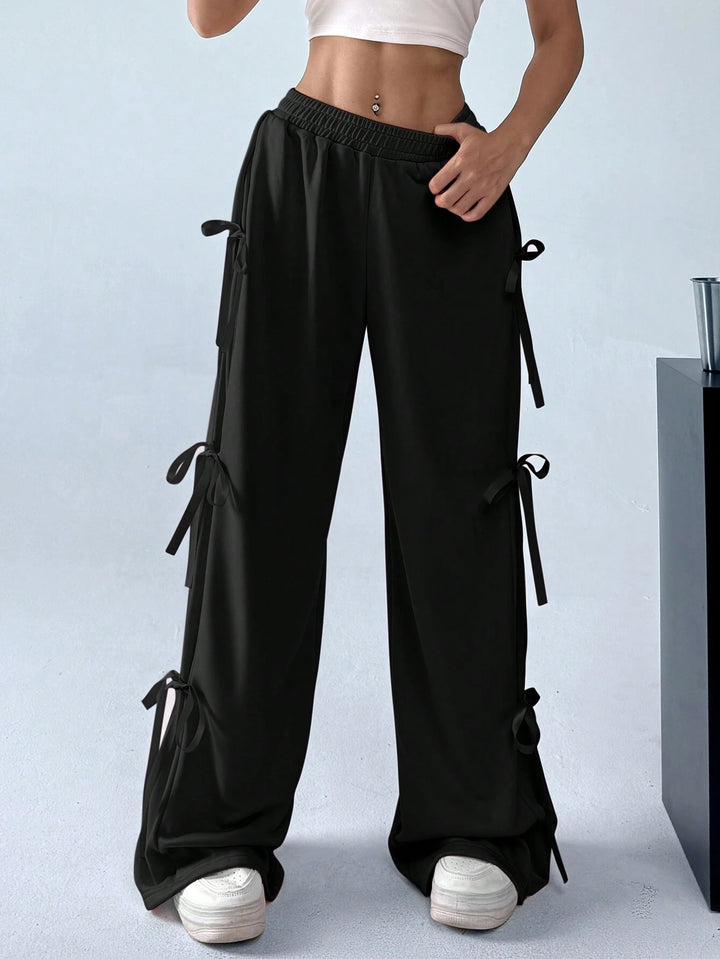 Black Side Bow Detail Sweatpant