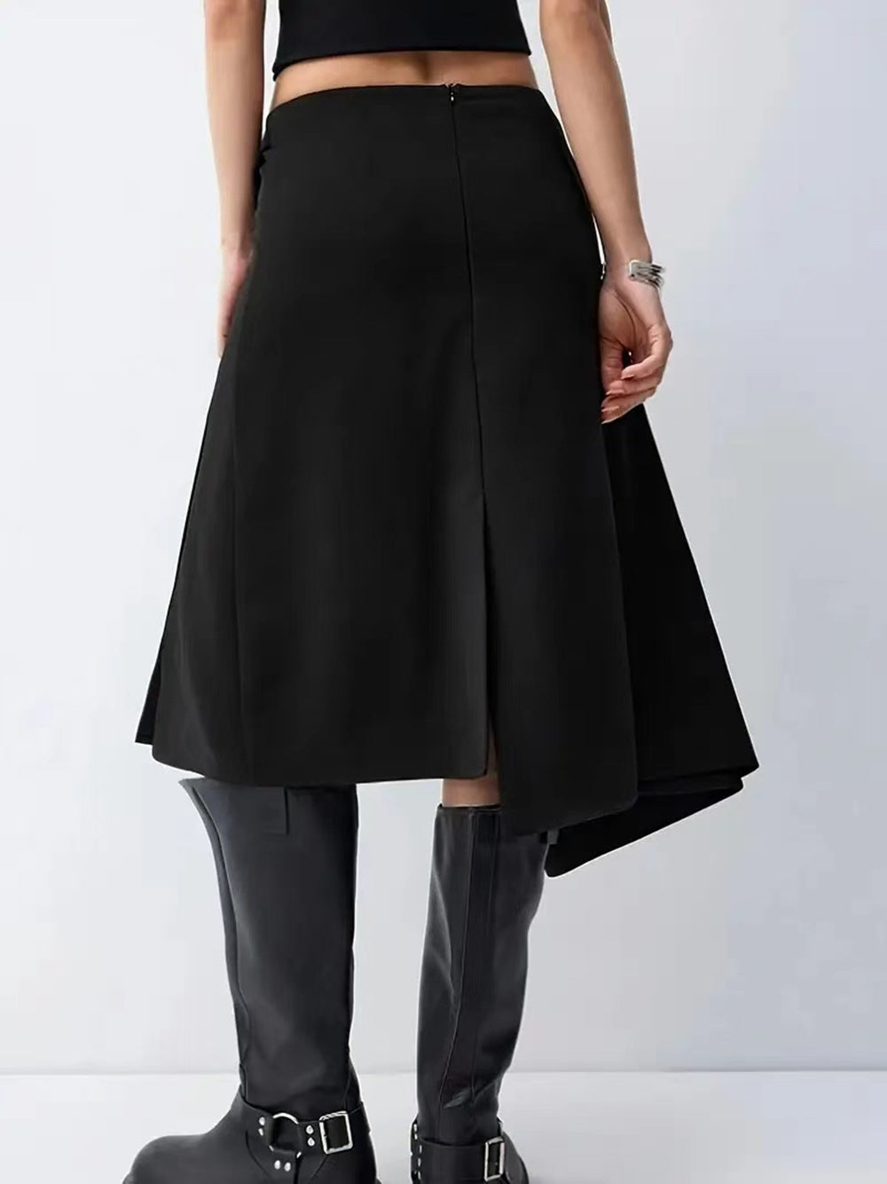 Black High Waist Wrap Skirt