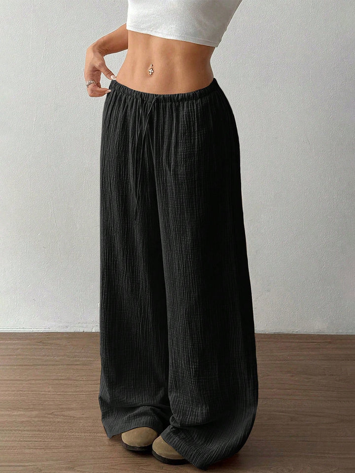 Black Low Waist Wide Leg Pant