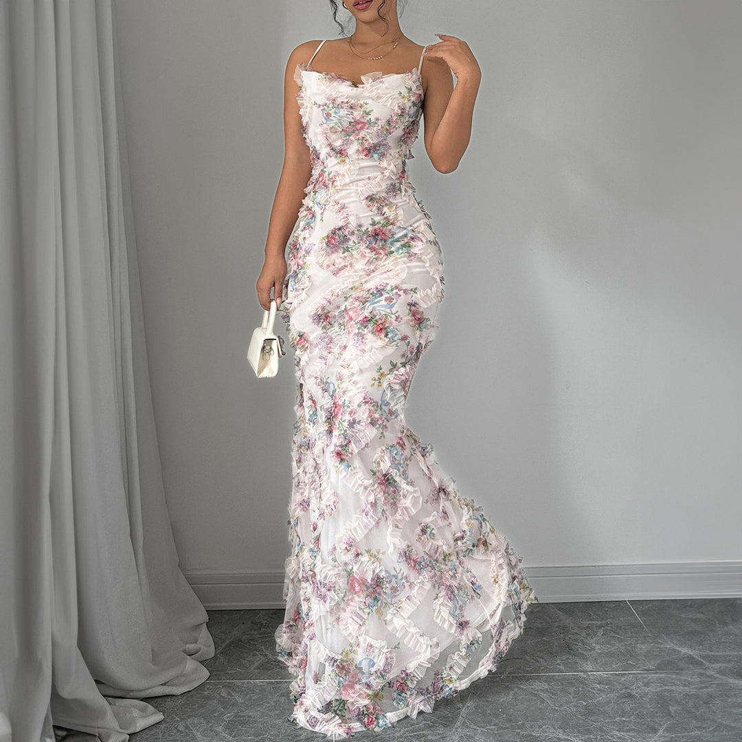 White Shoulder Strap Lace Detail Dress