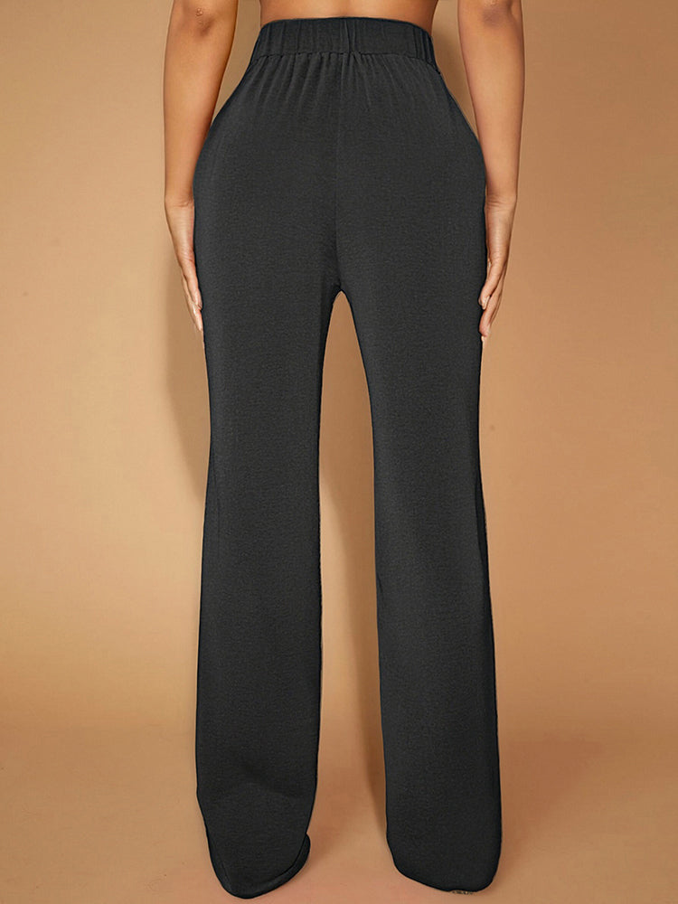Black High Waist Buckle Detail Pant