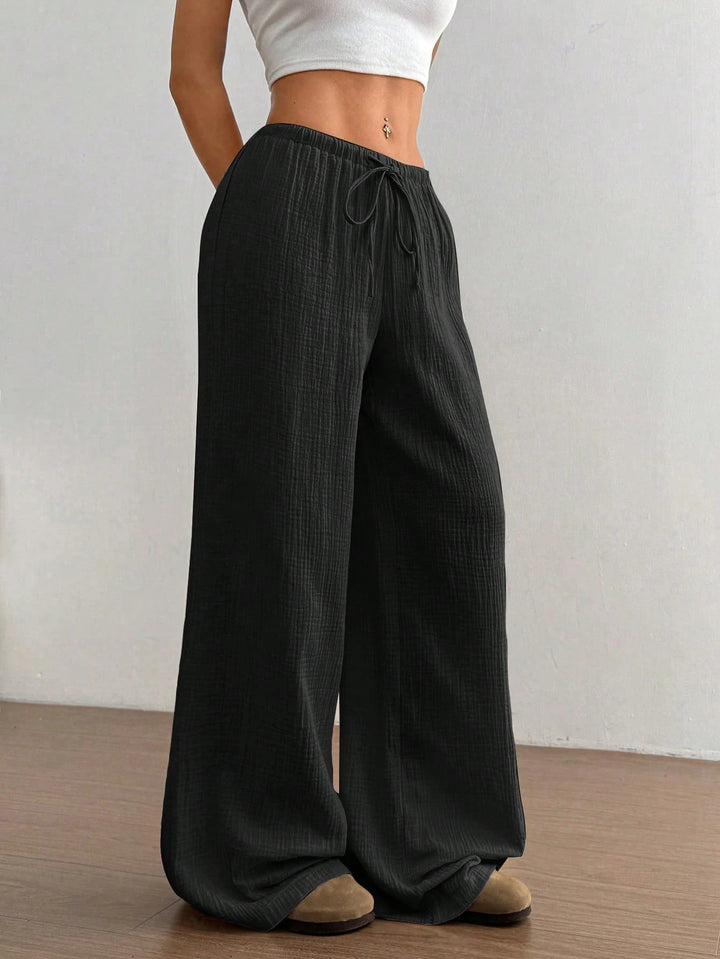 Black Low Waist Wide Leg Pant