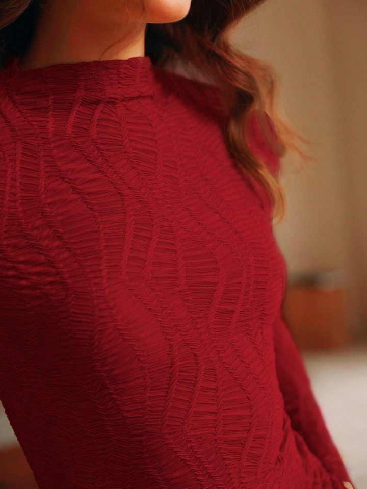 Red High Neck Fitted Top