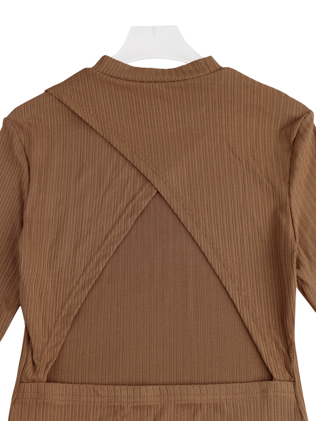 Brown Full Sleeve Back Cut-Out Detail Dress