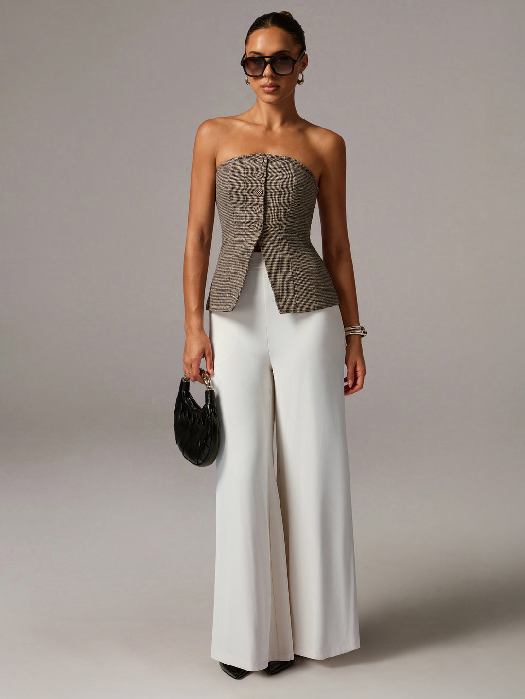 Khaki Structured Front Button Vest