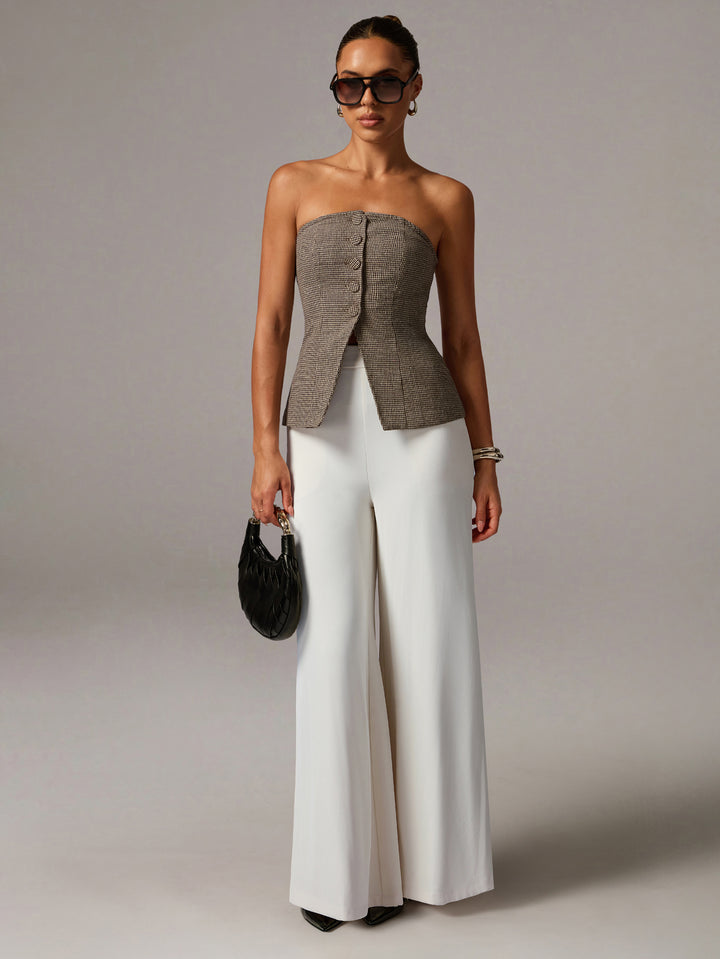 Khaki Structured Front Button Vest