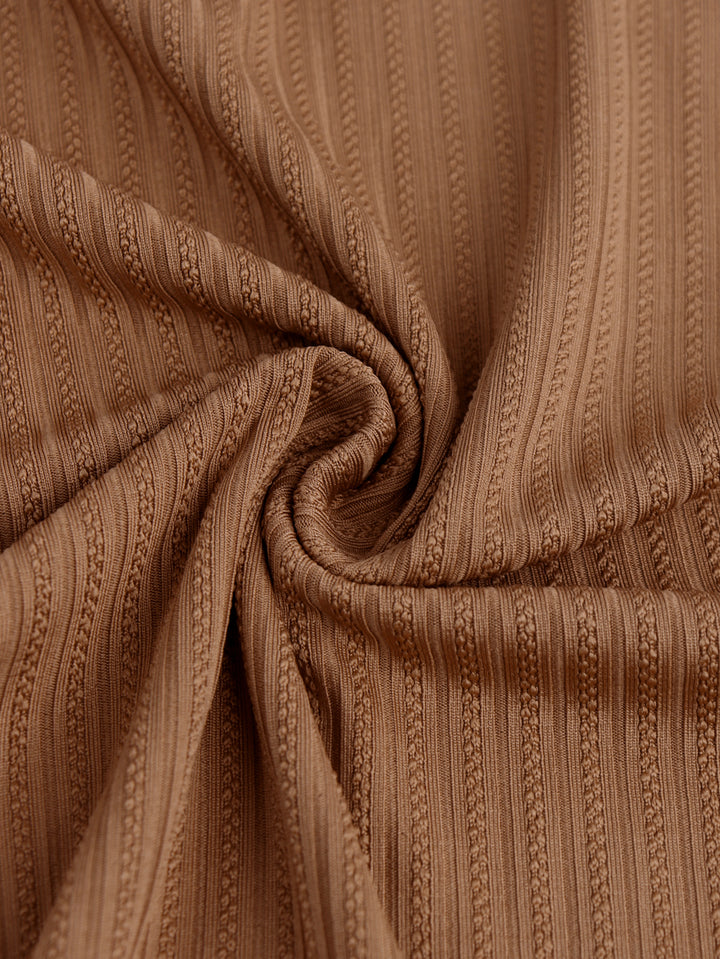 Brown Full Sleeve Back Cut-Out Detail Dress