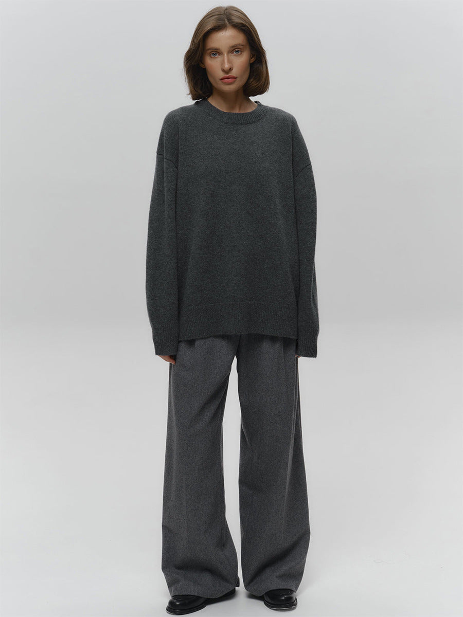 Charcoal High Neck Oversized Solid Sweater