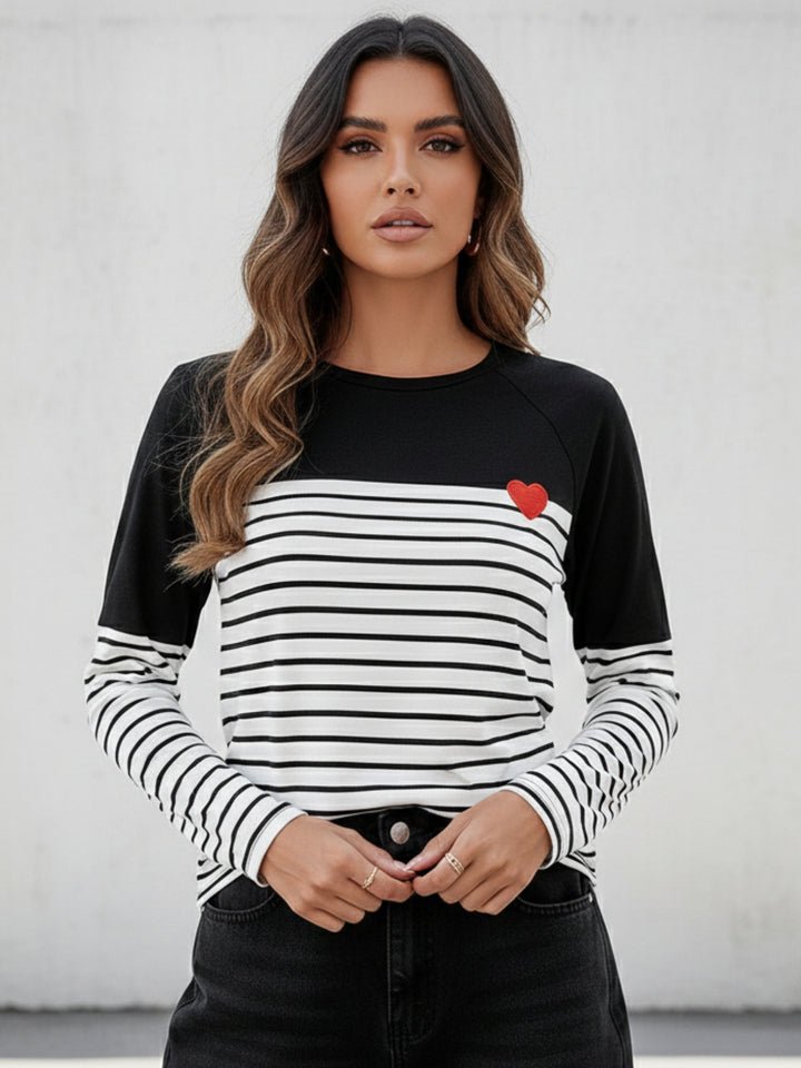 Black Full Sleeve Striped Top