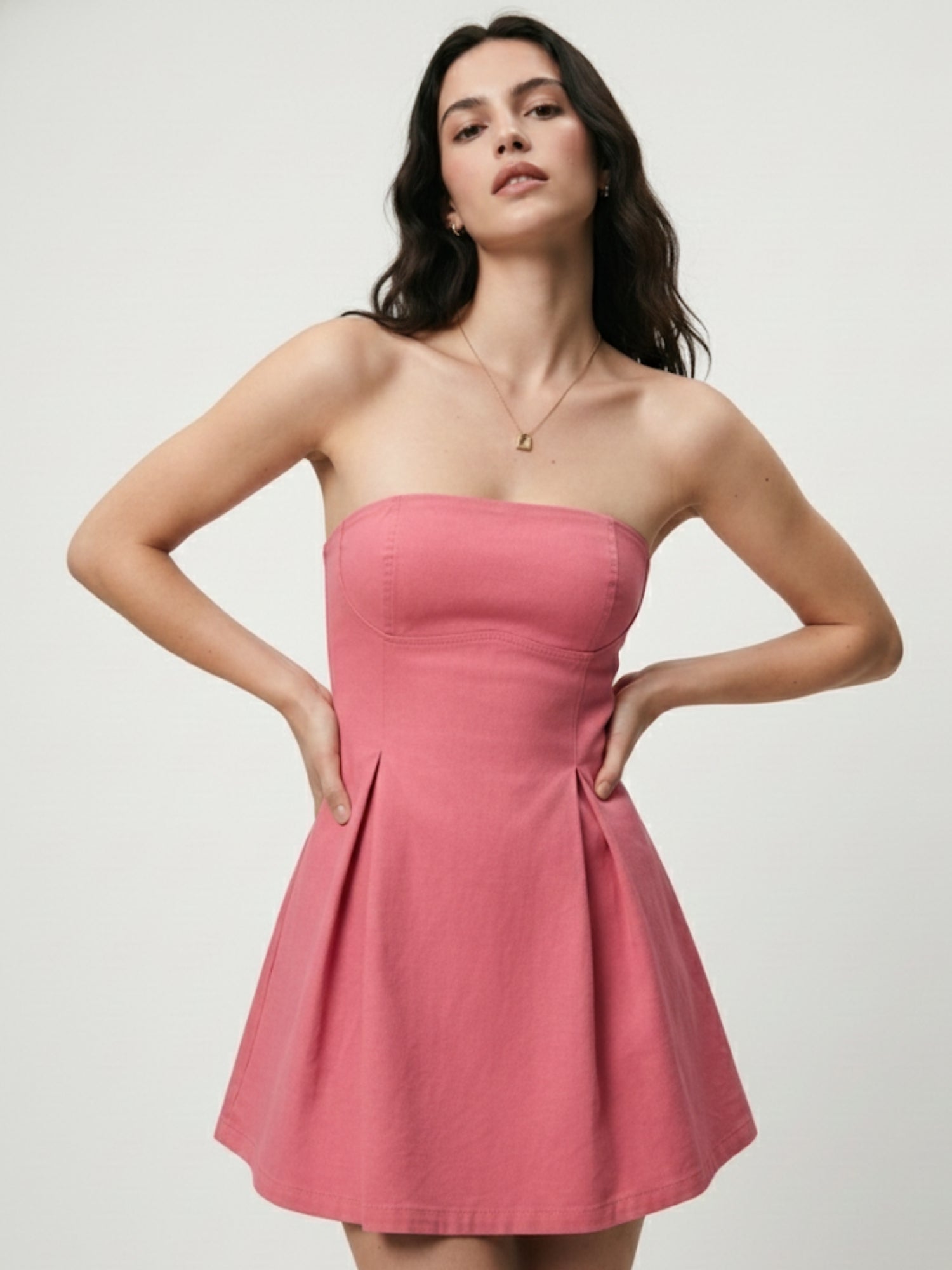 Pink Bandeau Mini Dress