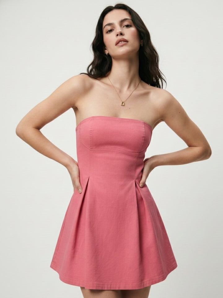 Pink Bandeau Mini Dress