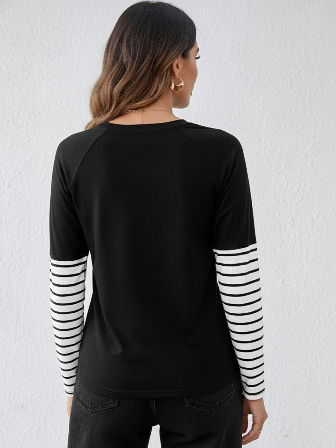 Black Full Sleeve Striped Top