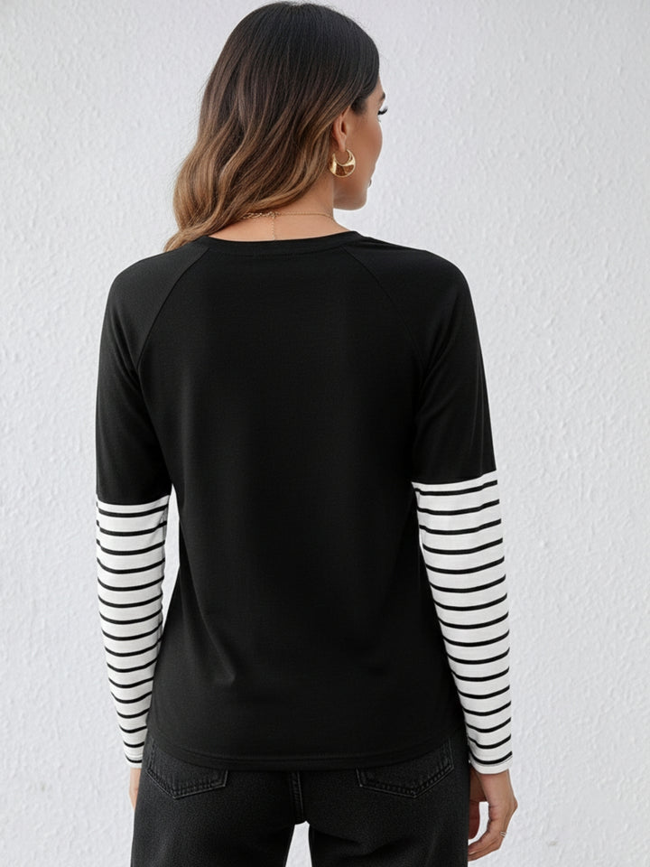 Black Full Sleeve Striped Top
