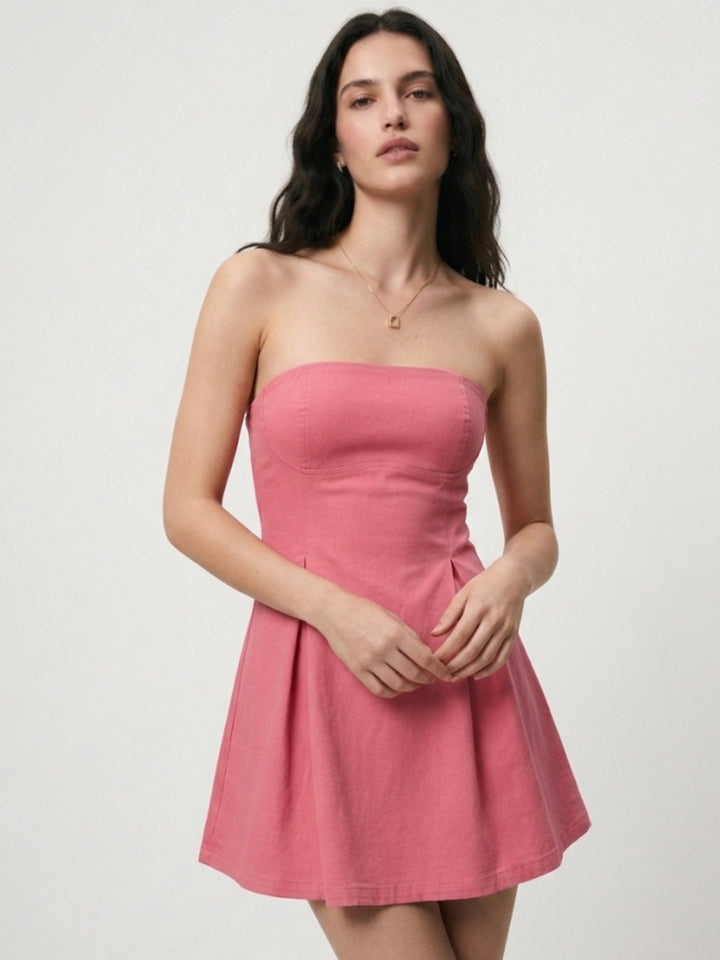 Pink Bandeau Mini Dress