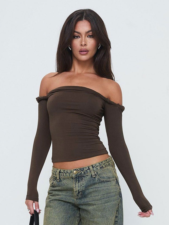 Black Off Shoulder Fitted Top