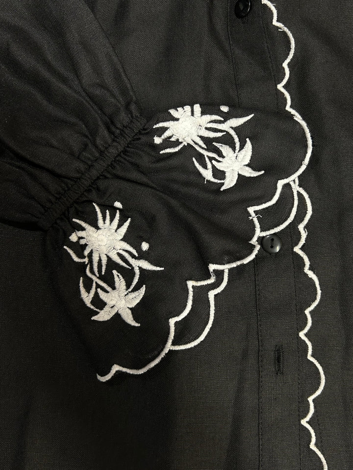 Black Shirt With Embroidery Detail