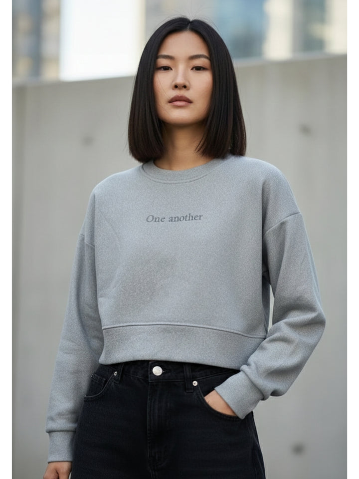 Grey Graphic Oversized Sweatshirt