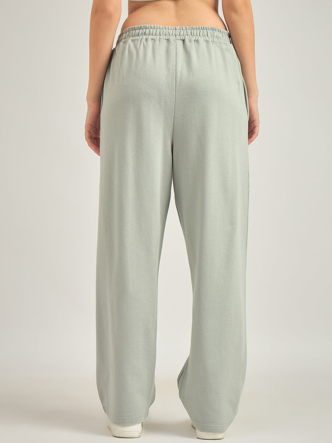 Grey Solid Basic Wide Leg Sweatpants