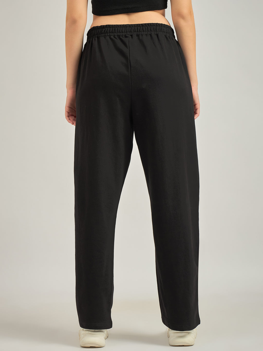 Black Solid Basic Wide Leg Sweatpants
