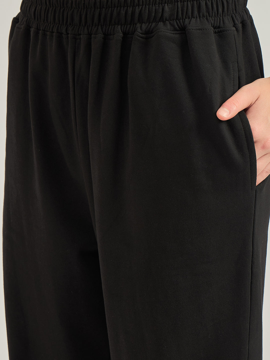 Black Solid Basic Wide Leg Sweatpants