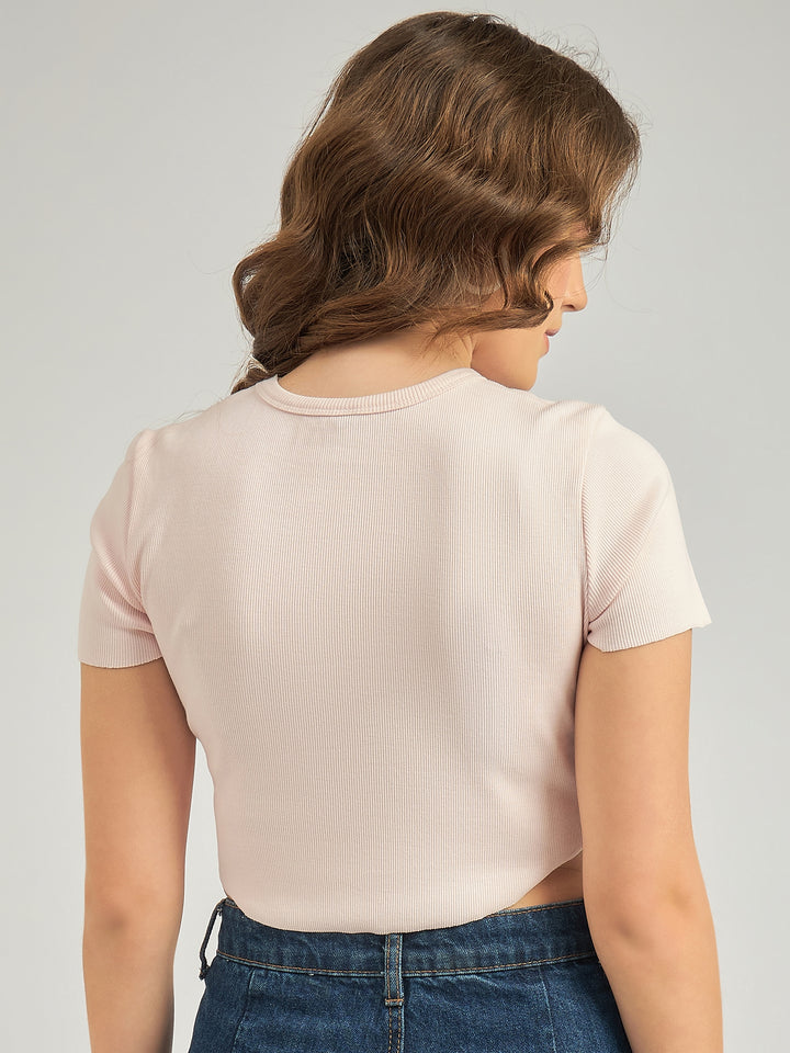 Pink Apple Hem Ribbed Top