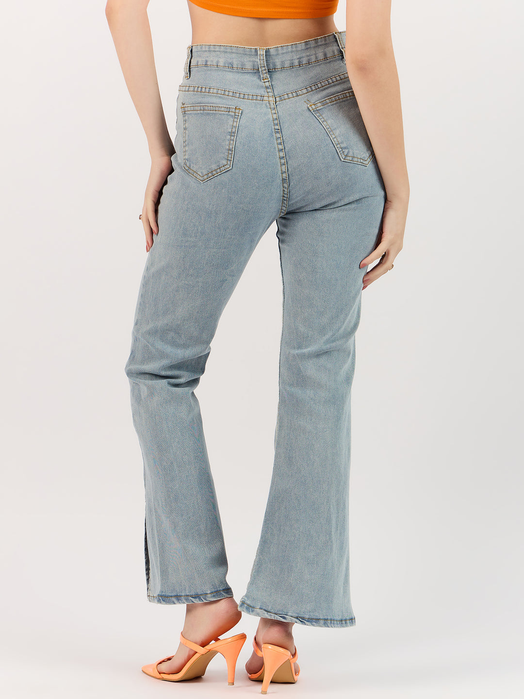 Light Blue Jeans with Cut-Out Details