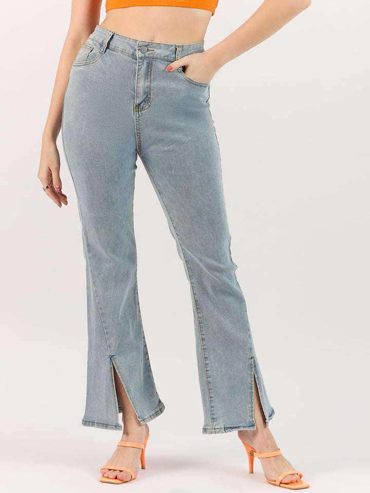 Light Blue Jeans with Cut-Out Details