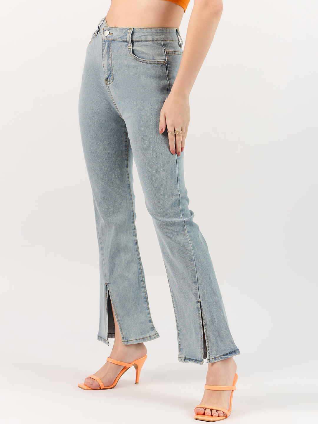 Light Blue Jeans with Cut-Out Details