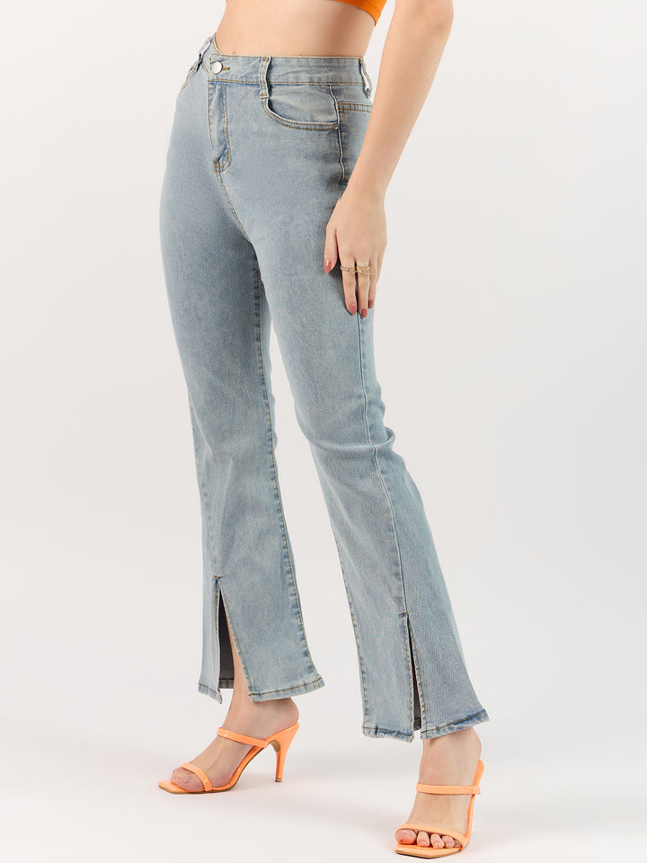 Light Blue Jeans with Cut-Out Details