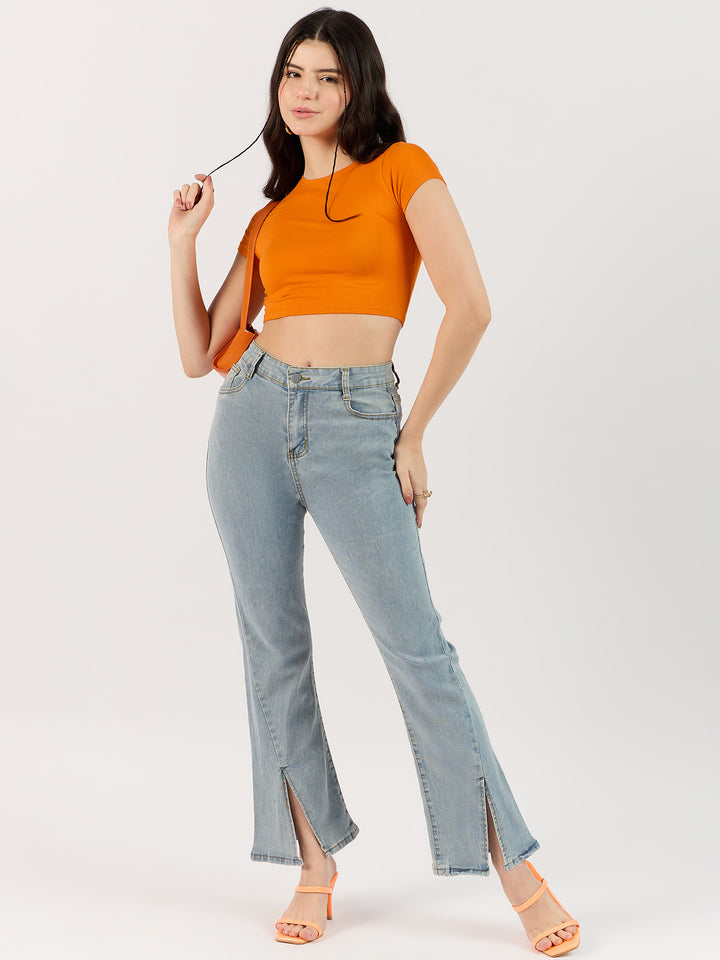 Light Blue Jeans with Cut-Out Details