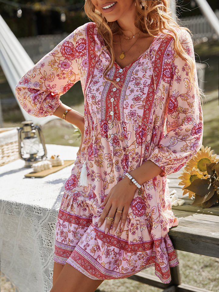 Pink Printed A-Line Dress